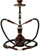 zebra brooklyn Brown 2 hose hookah with case